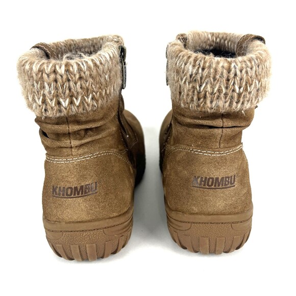 Khombu Suede Ankle Boots Womens SZ 9 Chestnut Zip Faux Fur Outdoors Gorpcore - Picture 6 of 13
